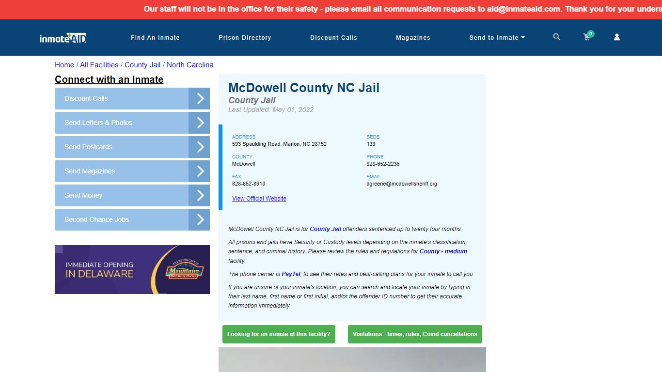 McDowell County NC Jail - Inmate Locator - Marion, NC