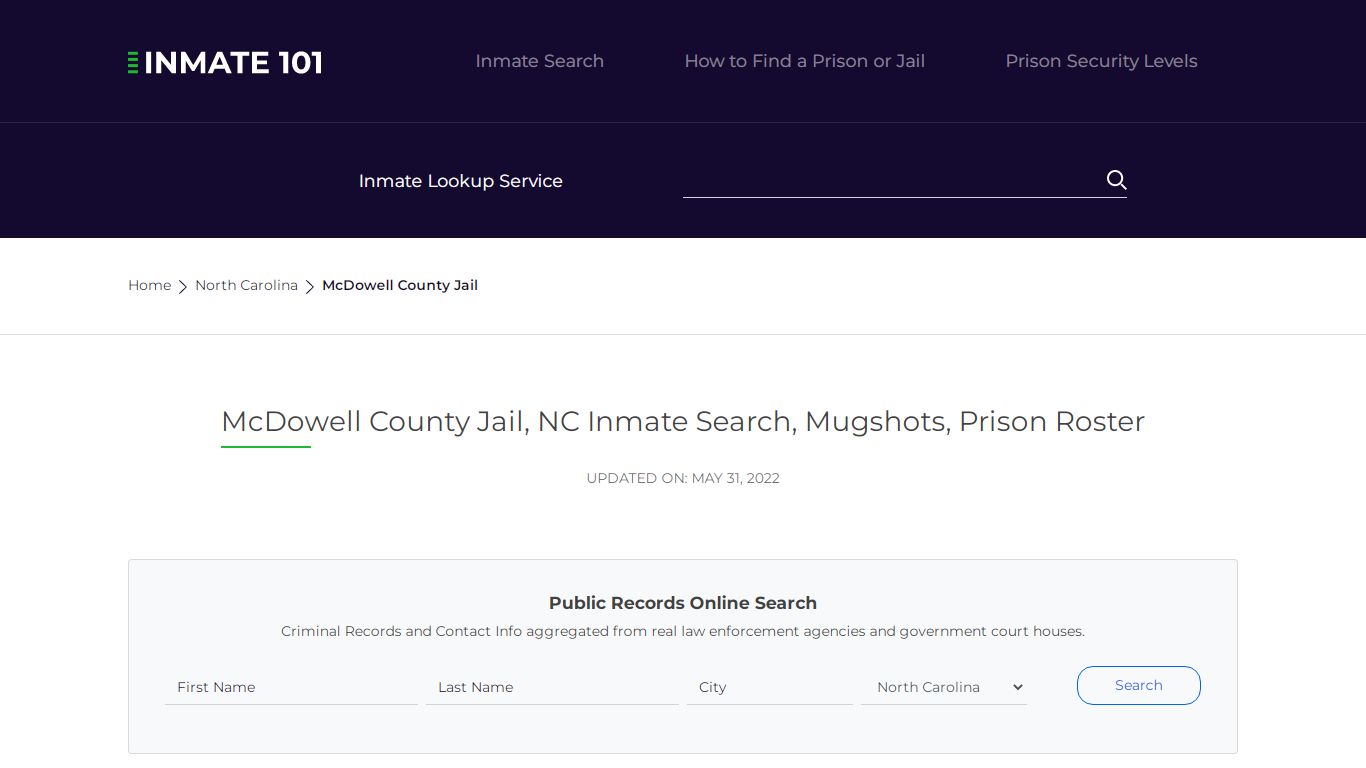 McDowell County Jail, NC Inmate Search, Mugshots, Prison ...